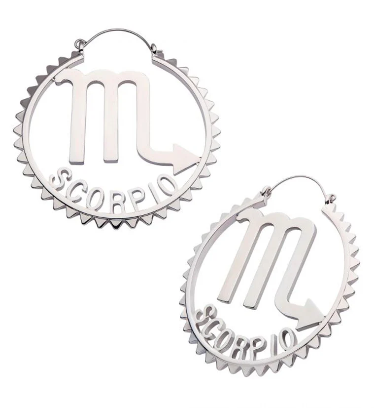 Scorpio Sign Plug Hoops - Mrs Treak