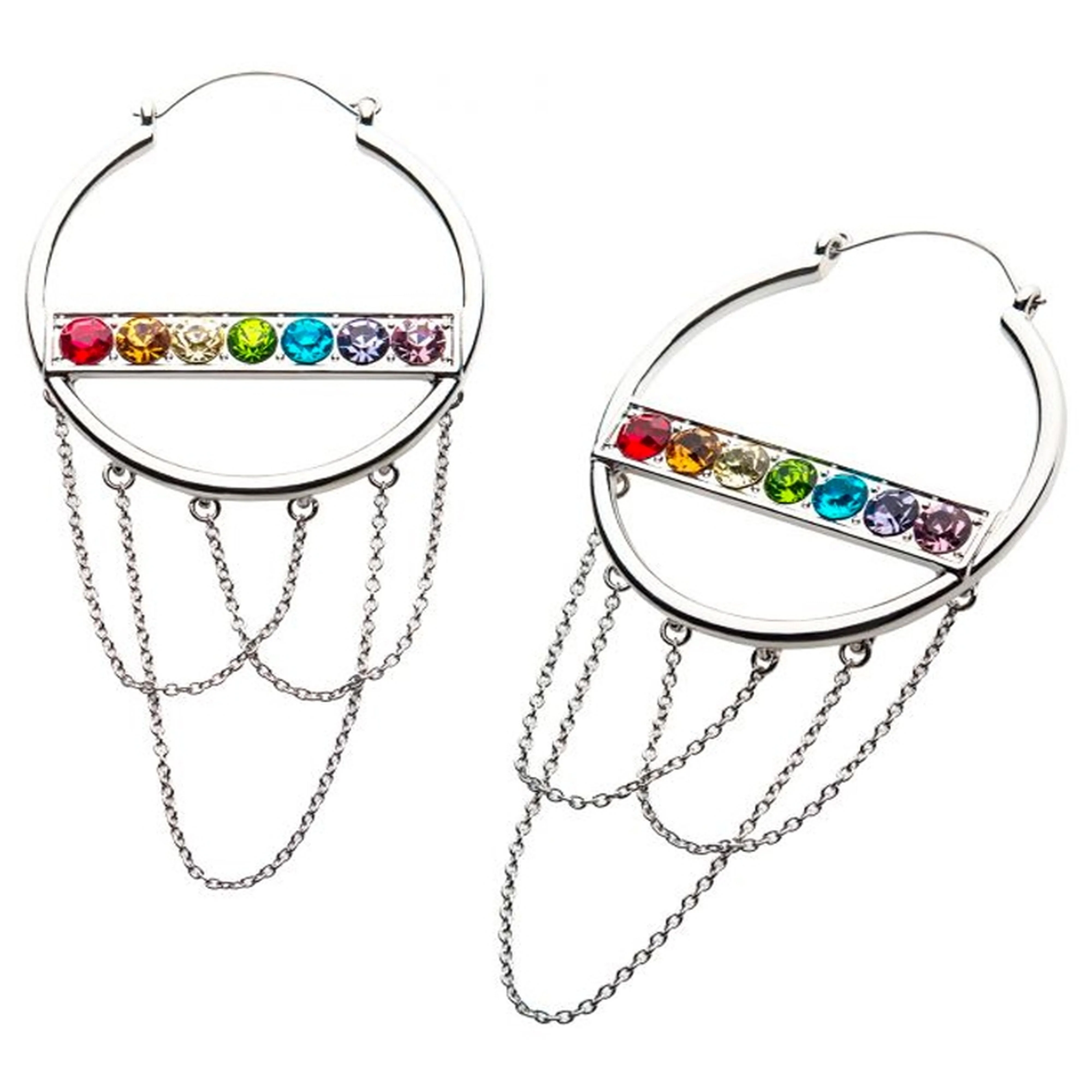 20G Rainbow Dash Chain Plug Hoops - Mrs Treak
