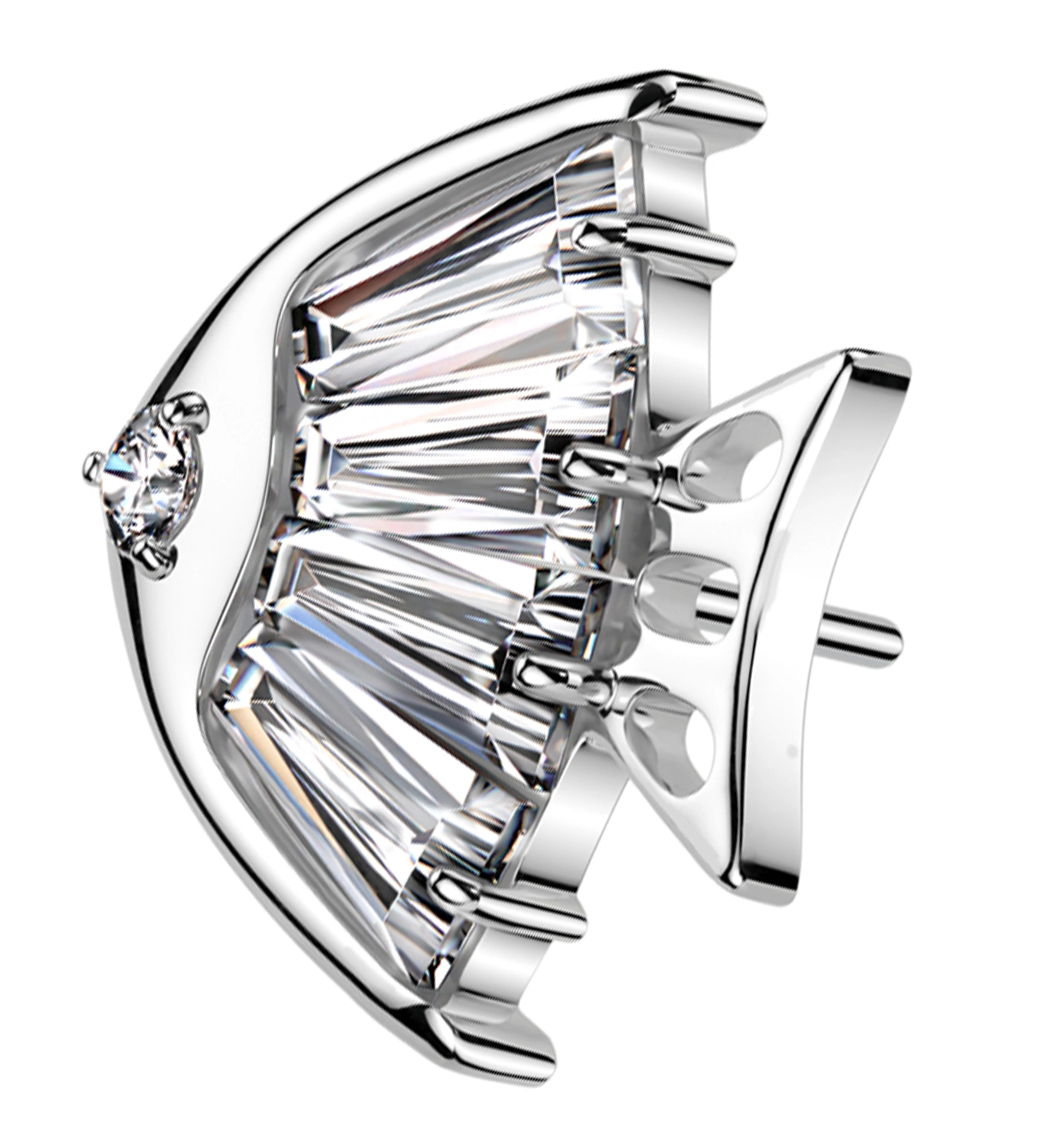 Fish Clear CZ Titanium Threadless Top - Mrs Treak