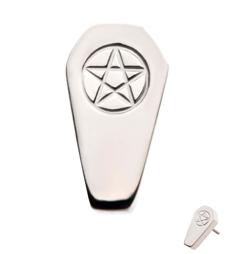 Pentagram Coffin Threadless Titanium Top - Mrs Treak