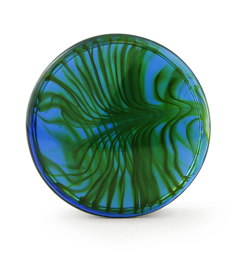 Green Tropical Stripe Glass Plugs - Mrs Treak