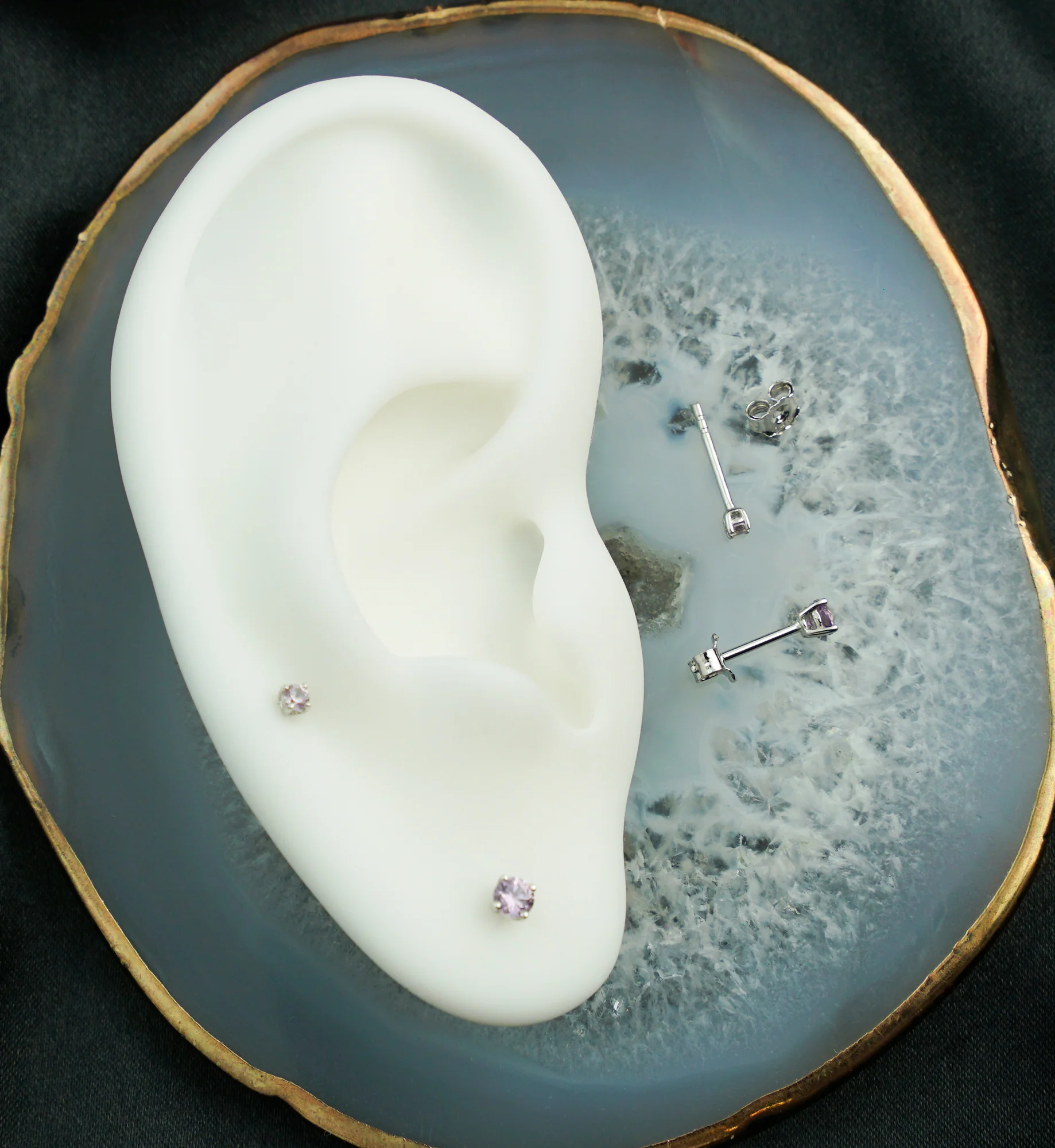 14kt White Gold June Birthstone Alexandrite CZ Stud Earrings - Mrs Treak