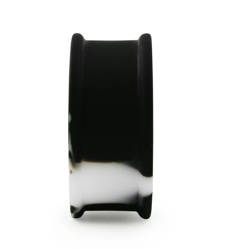 Black And White Double Flare Silicone Plugs - Mrs Treak