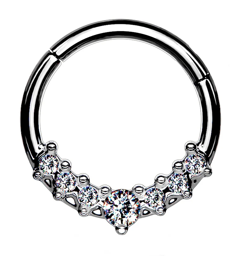 Radiant Cluster Bead CZ Hinged Segment Hoop Ring - Mrs Treak