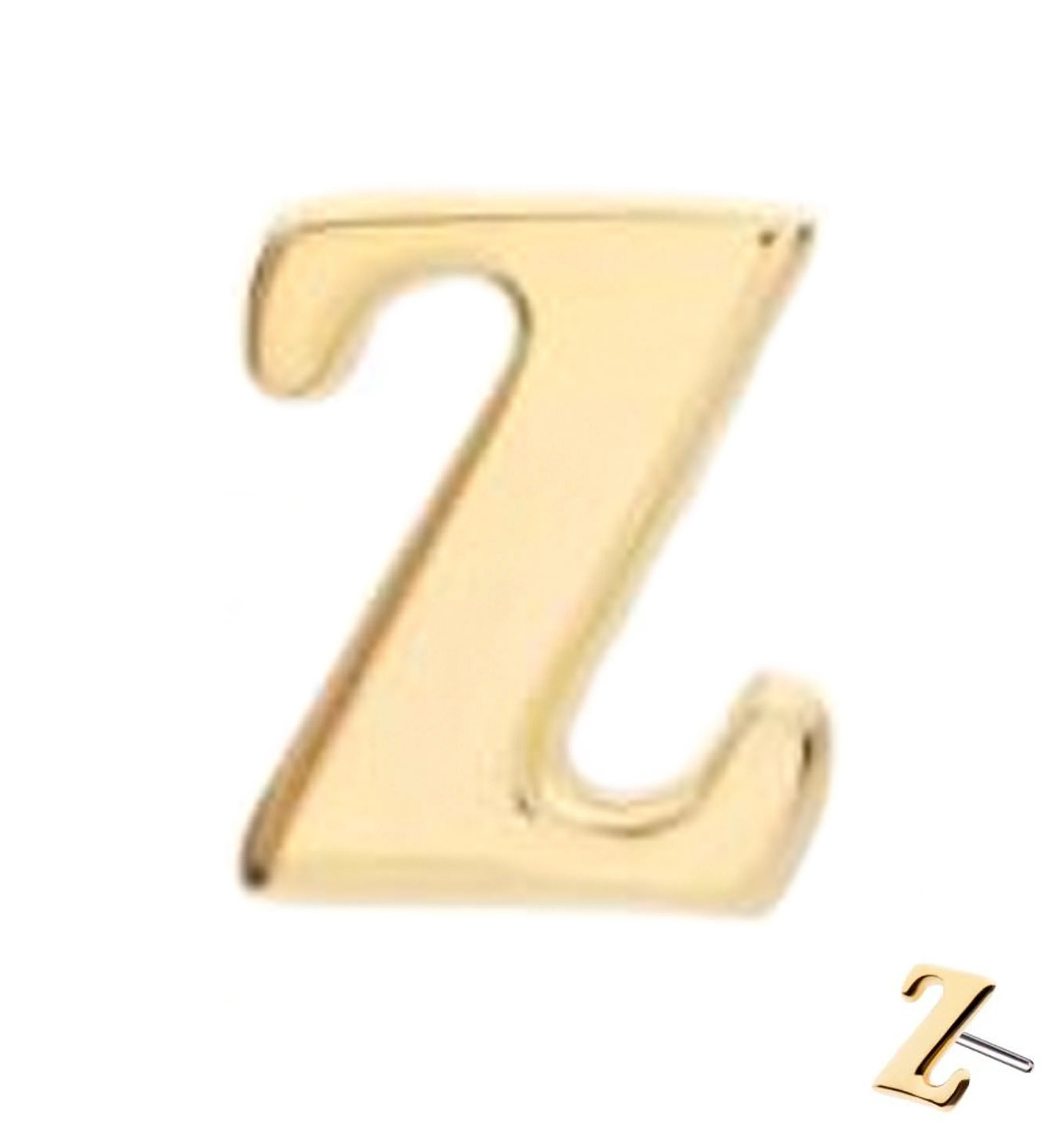 14kt Gold Letter Z Threadless Top - Mrs Treak