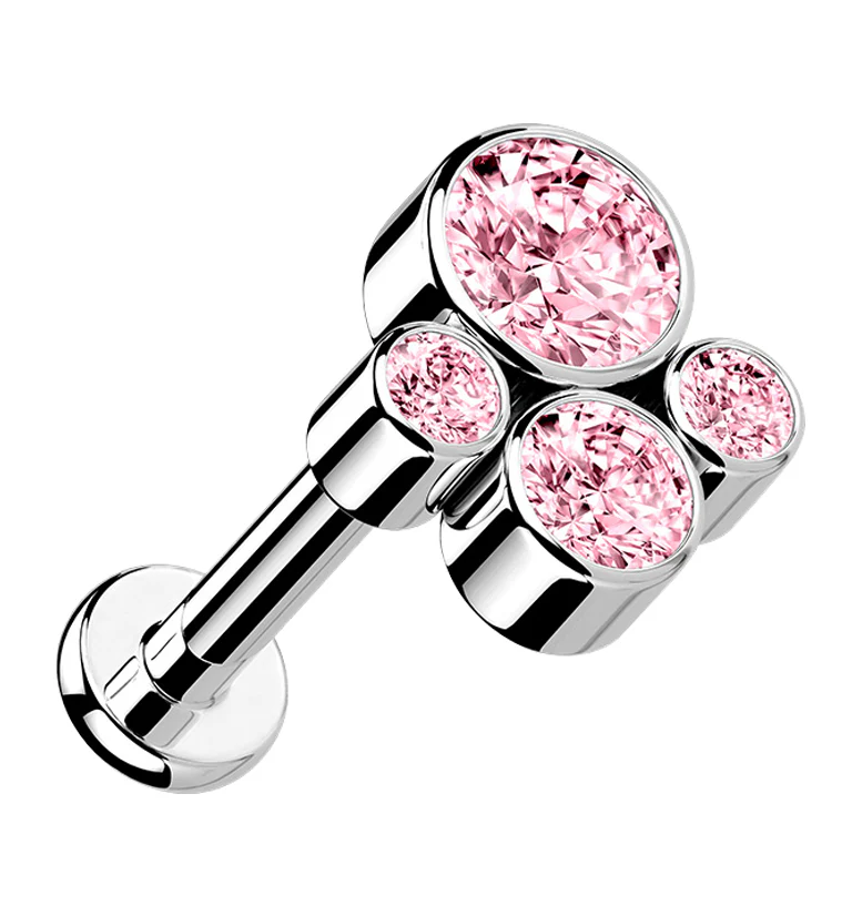 Tetrad Pink CZ Titanium Labret - Mrs Treak