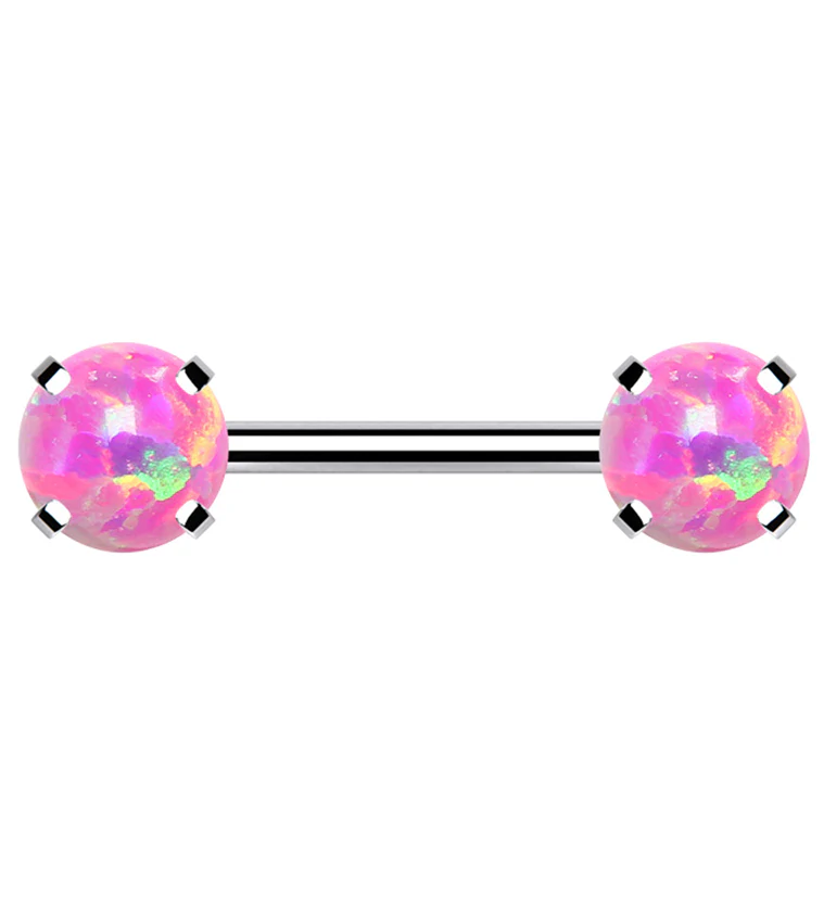 Double Pink Opalite Threadless Barbell - Mrs Treak