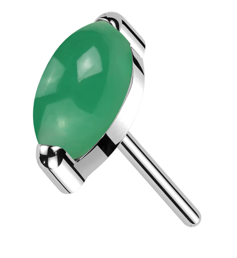 Green Onyx Marquise Stone Titanium Threadless Top - Mrs Treak