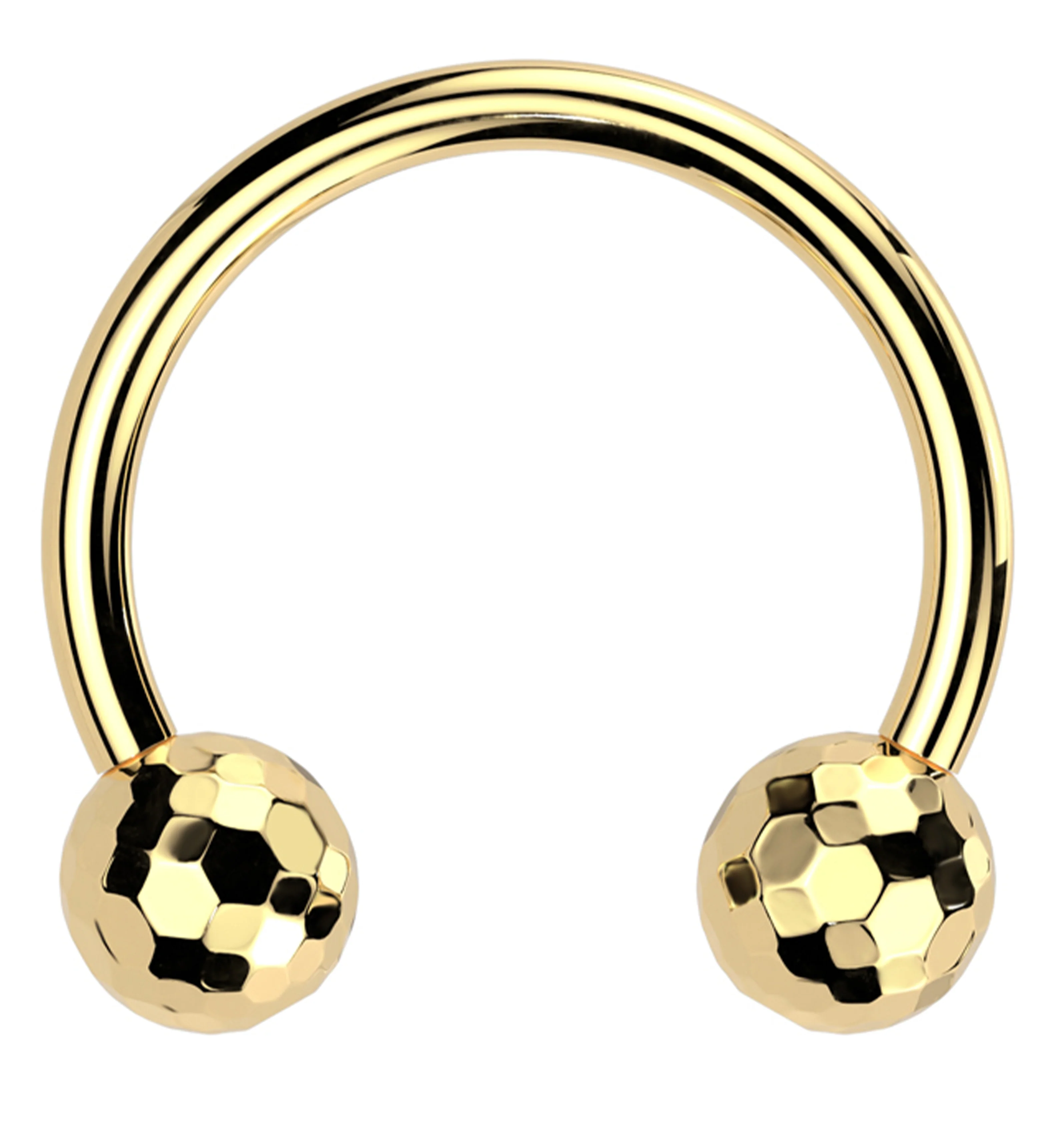 Gold PVD Faceted Ball Threadless Titanium Circular Barbell - Mrs Treak