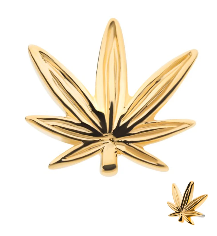 14kt Gold Hemp Leaf Threadless Top - Mrs Treak