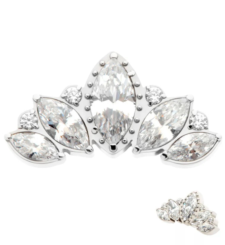 Royal Chaplet Clear CZ Threadless Titanium Top - Mrs Treak