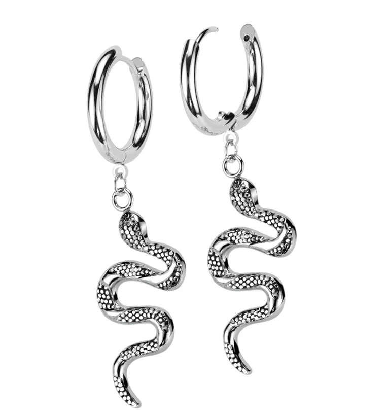 Serpent Stainless Steel Hoop Earrings - Mrs Treak