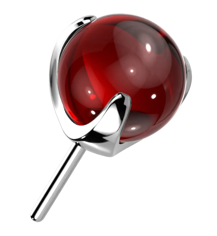 Red Glass Claw Titanium Threadless Top - Mrs Treak