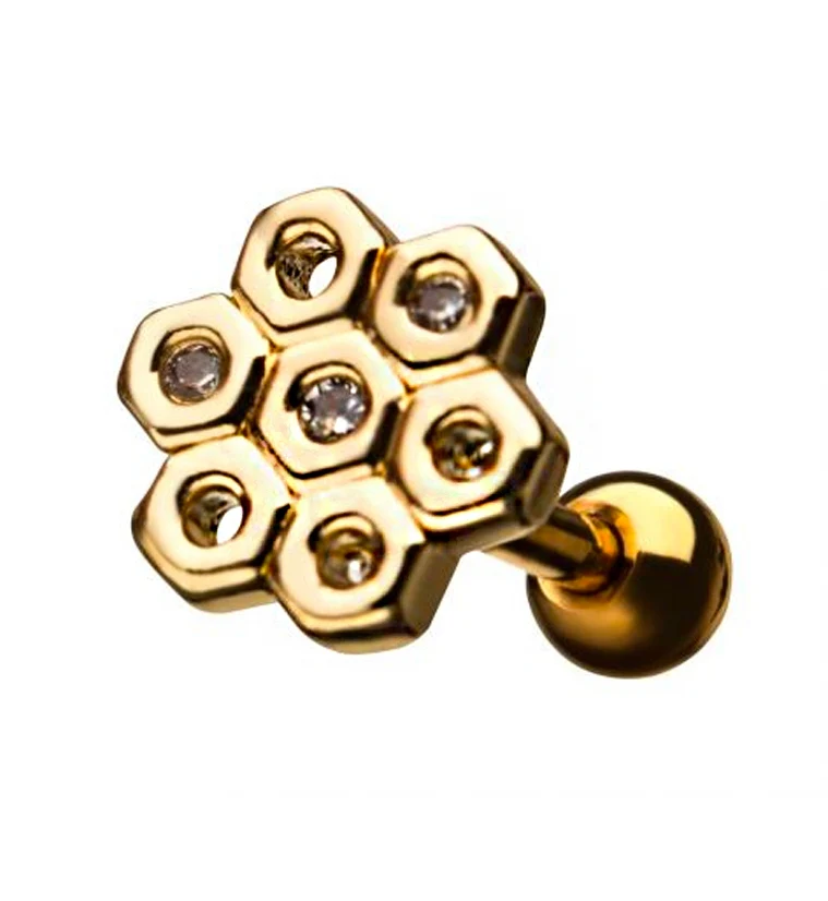 18G Gold PVD Honeycomb Cartilage Barbell - Mrs Treak