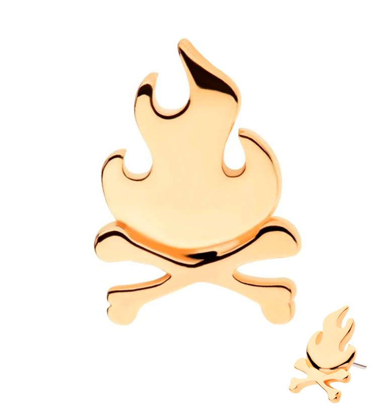 14kt Gold Fire and Crossbone Threadless Top - Mrs Treak