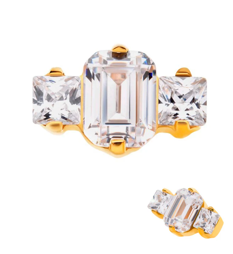 24kt Gold PVD Baronial CZ Threadless Titanium Top - Mrs Treak