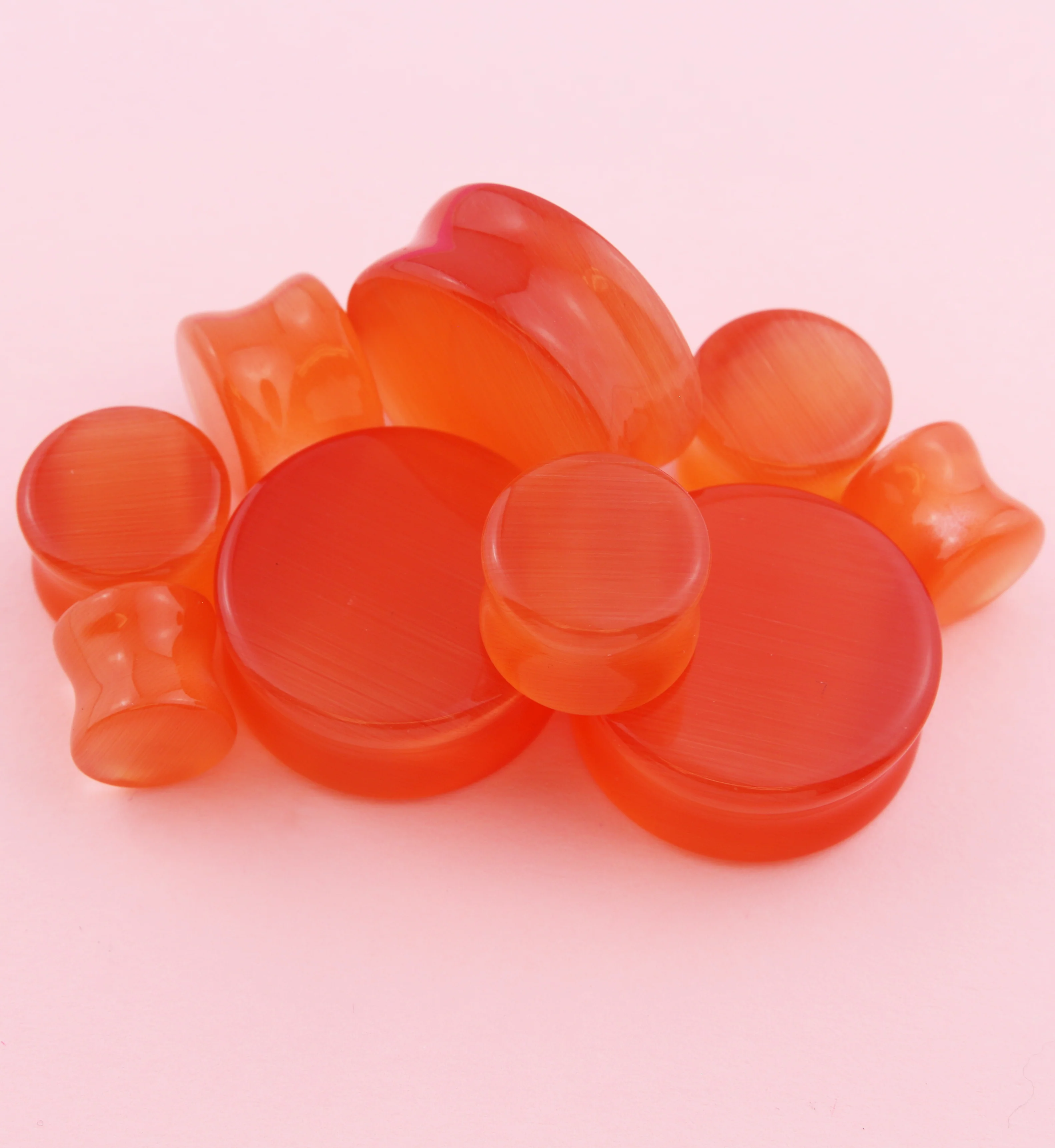Orange Cat's Eye Glass Plugs - Mrs Treak