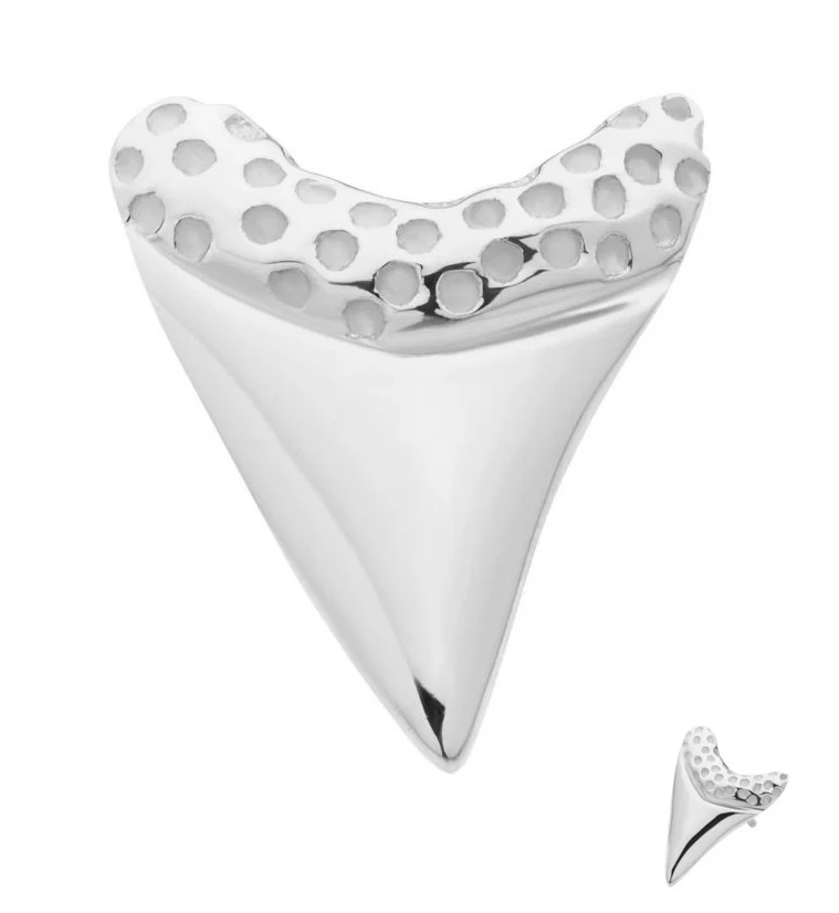 14kt White Gold Shark Tooth Threadless Top - Mrs Treak