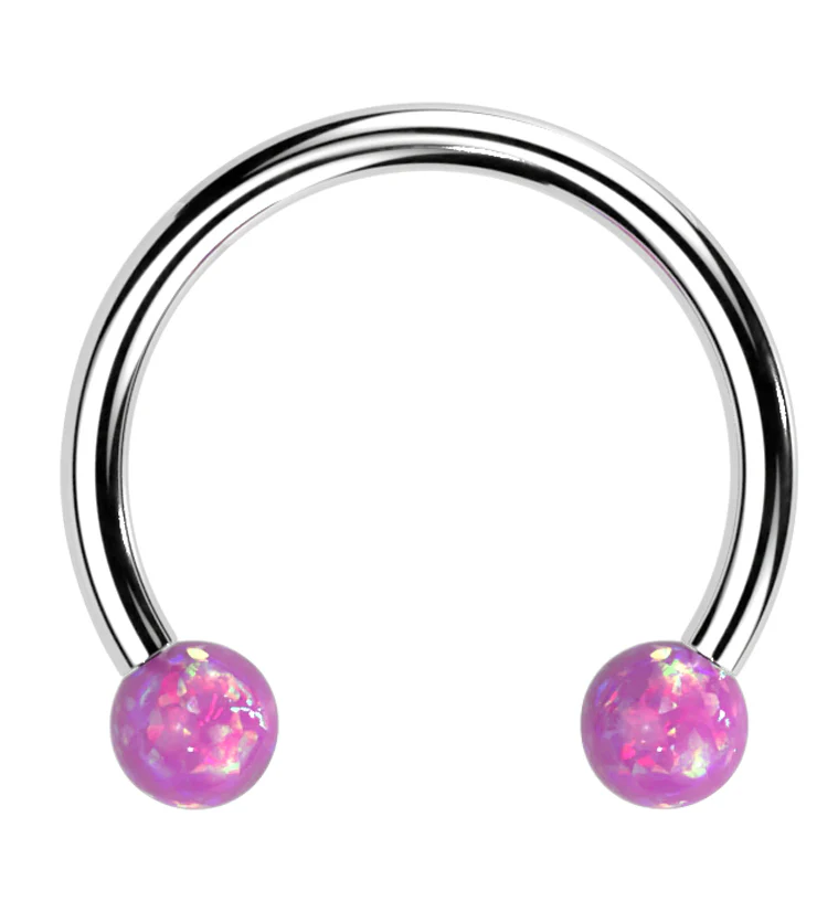 Pink Opalite Ball Threadless Titanium Circular Barbell - Mrs Treak