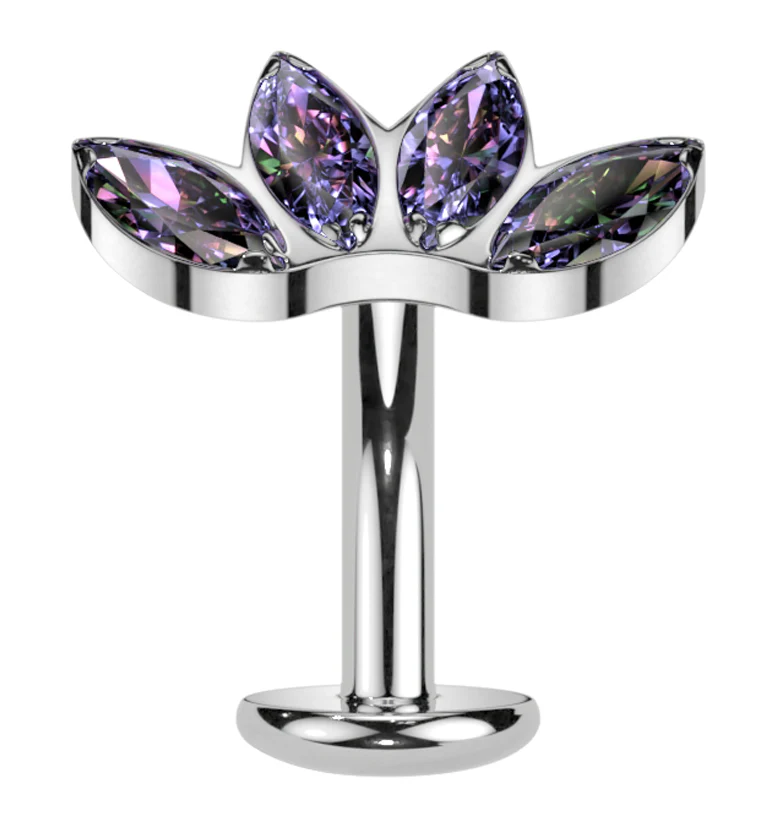 Contessa Black Aurora CZ Titanium Threadless Floating Belly Button Ring (Convex Disk) - Mrs Treak