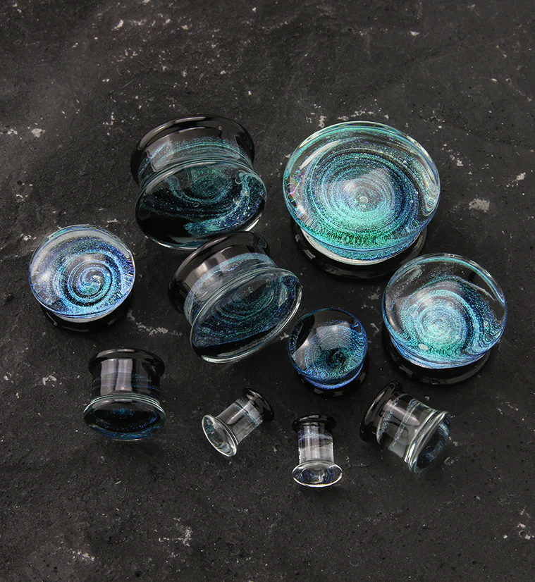 Twilight Cosmos Glass Double Flare Plugs - Mrs Treak
