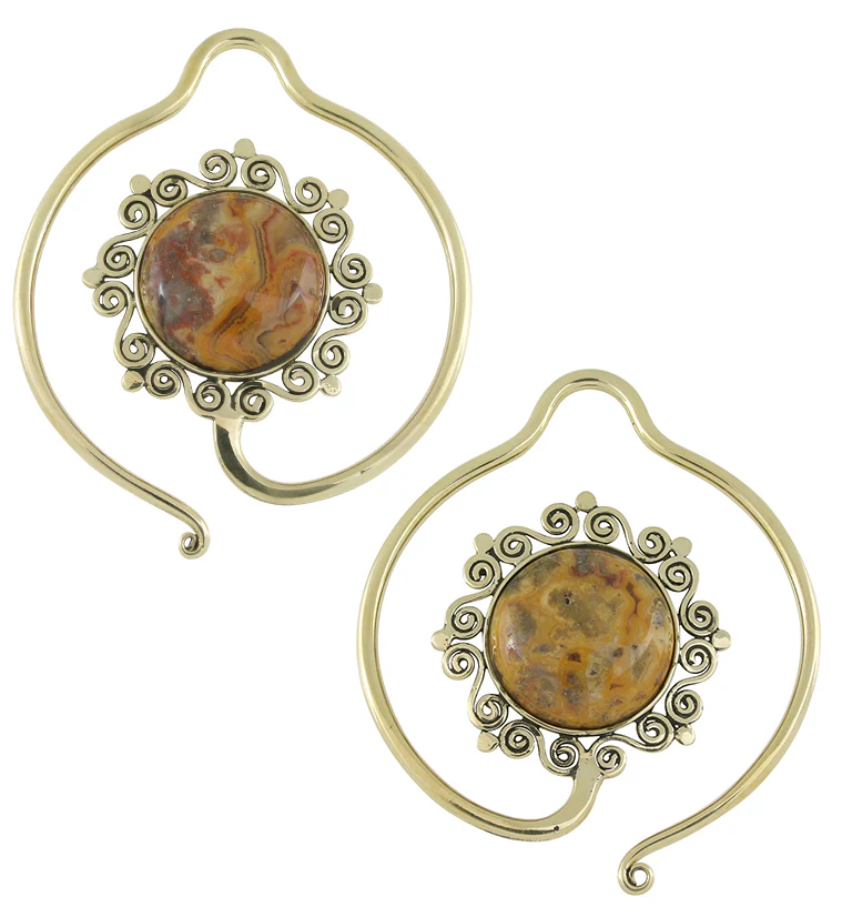 Helix Crazy Agate Stone Ear Weights - Mrs Treak