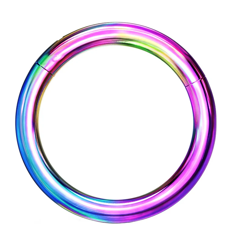 Rainbow PVD Titanium Hinged Segment Ring - Mrs Treak