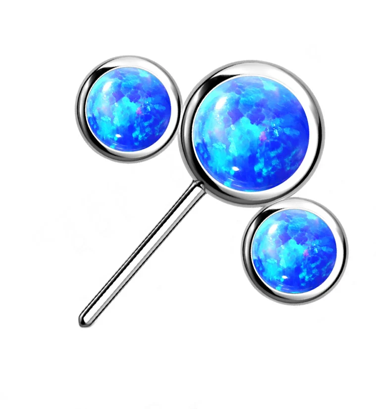 Triple Blue Opalite Titanium Side Facing Threadless Top - Mrs Treak