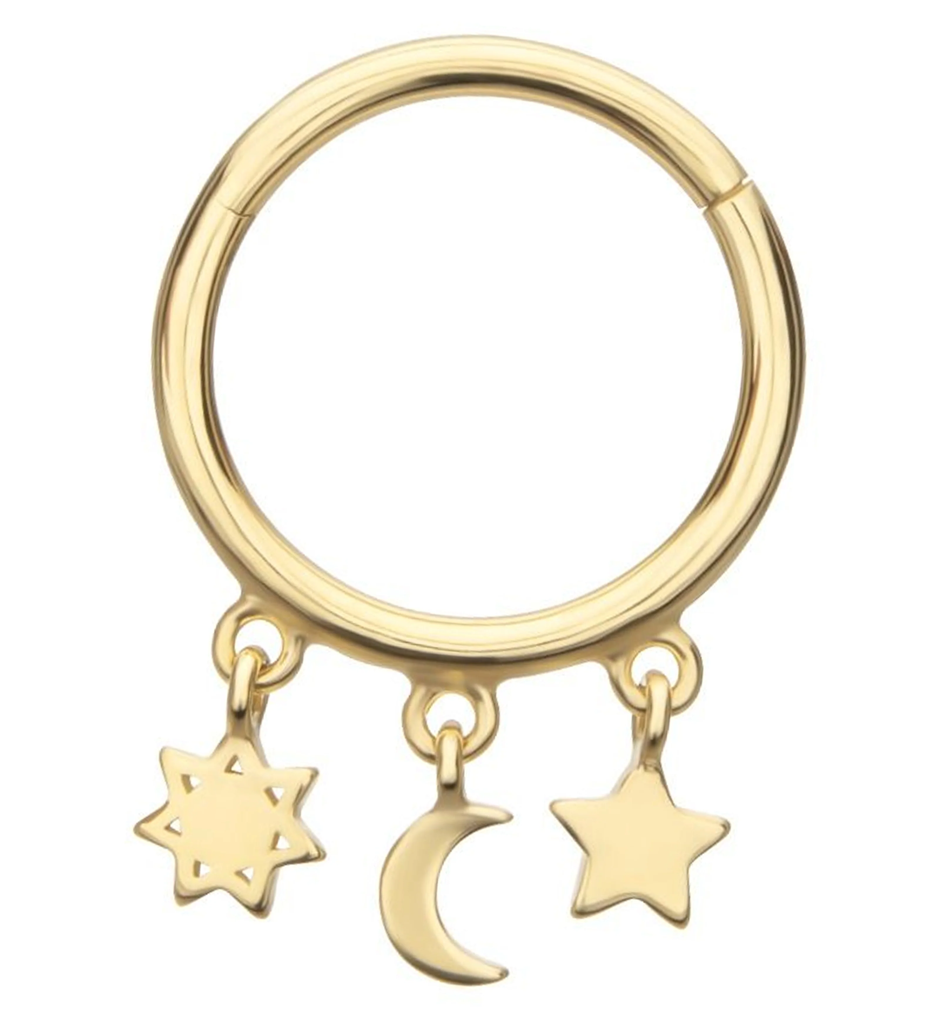 14kt Gold Night Sky Dangle Hinged Segment Ring - Mrs Treak