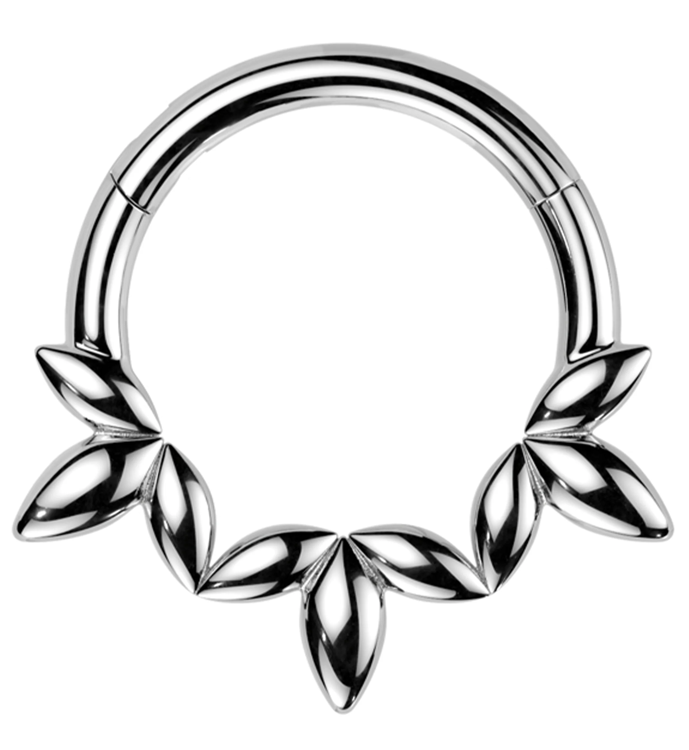 Olive Leaves Stainless Steel Hinged Segment Ring - Mrs Treak