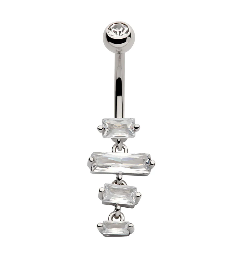 Cachet Clear CZ Stainless Steel Belly Button Ring - Mrs Treak