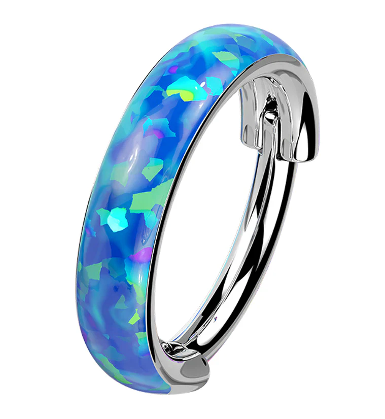 Vast Blue Opalite Titanium Hinged Segment Ring - Mrs Treak