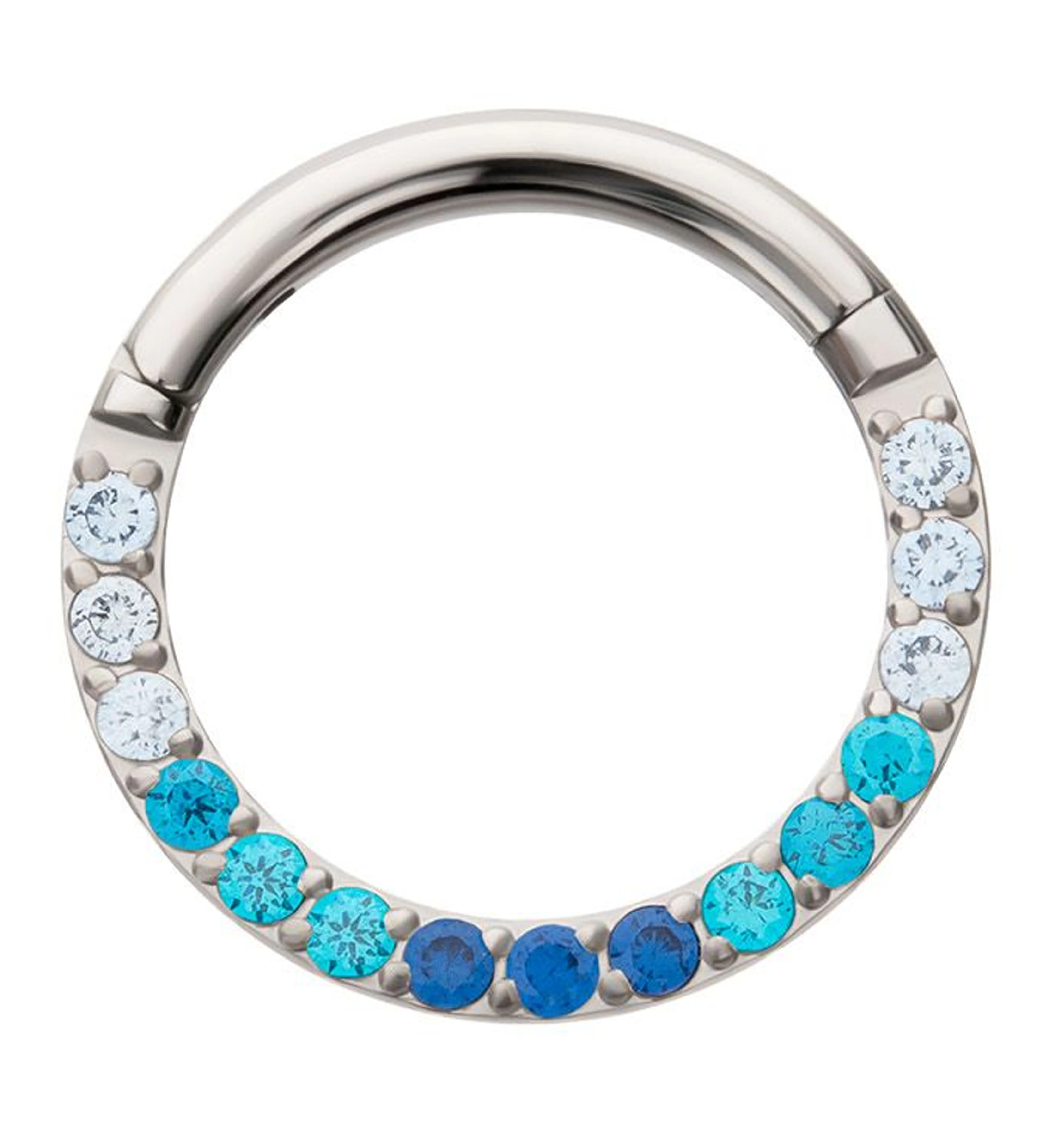 Blue Ombre CZ Titanium Hinged Segment Ring - Mrs Treak