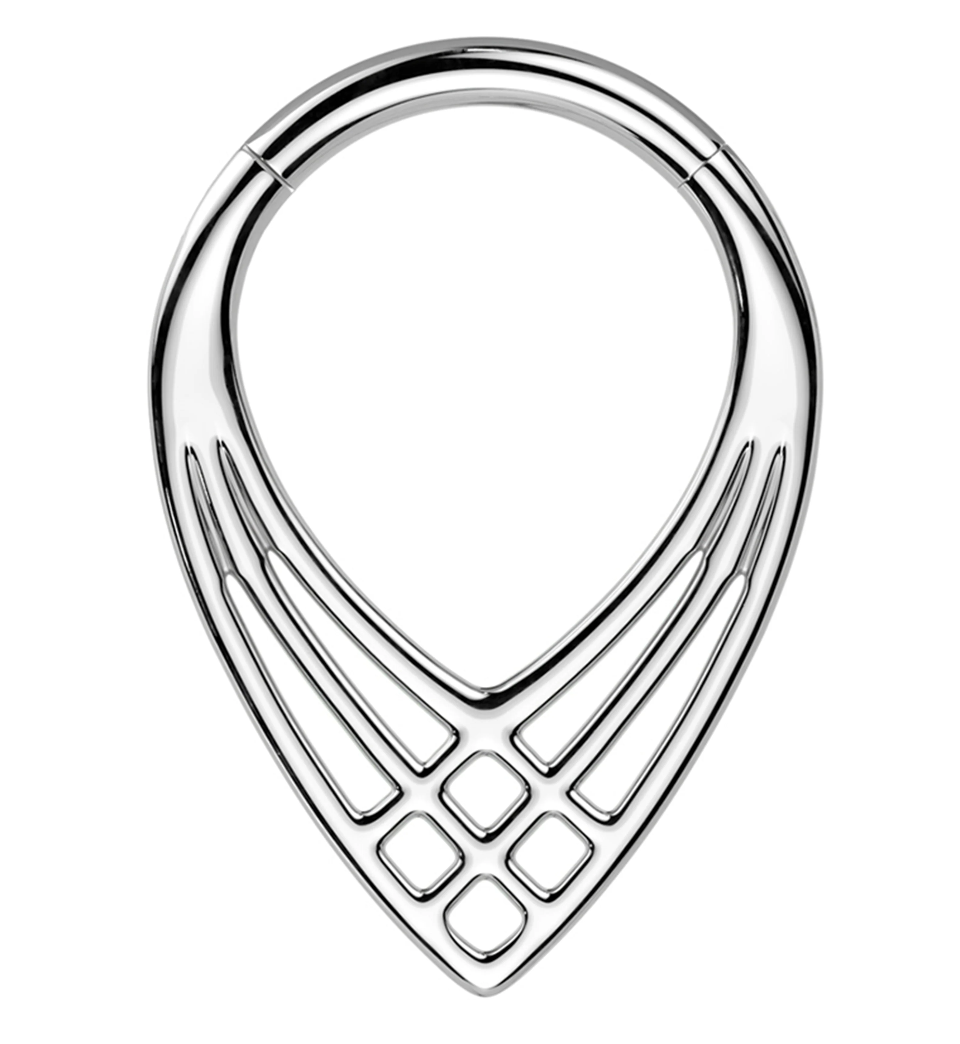 Criss Cross Teardrop Titanium Segment Ring - Mrs Treak