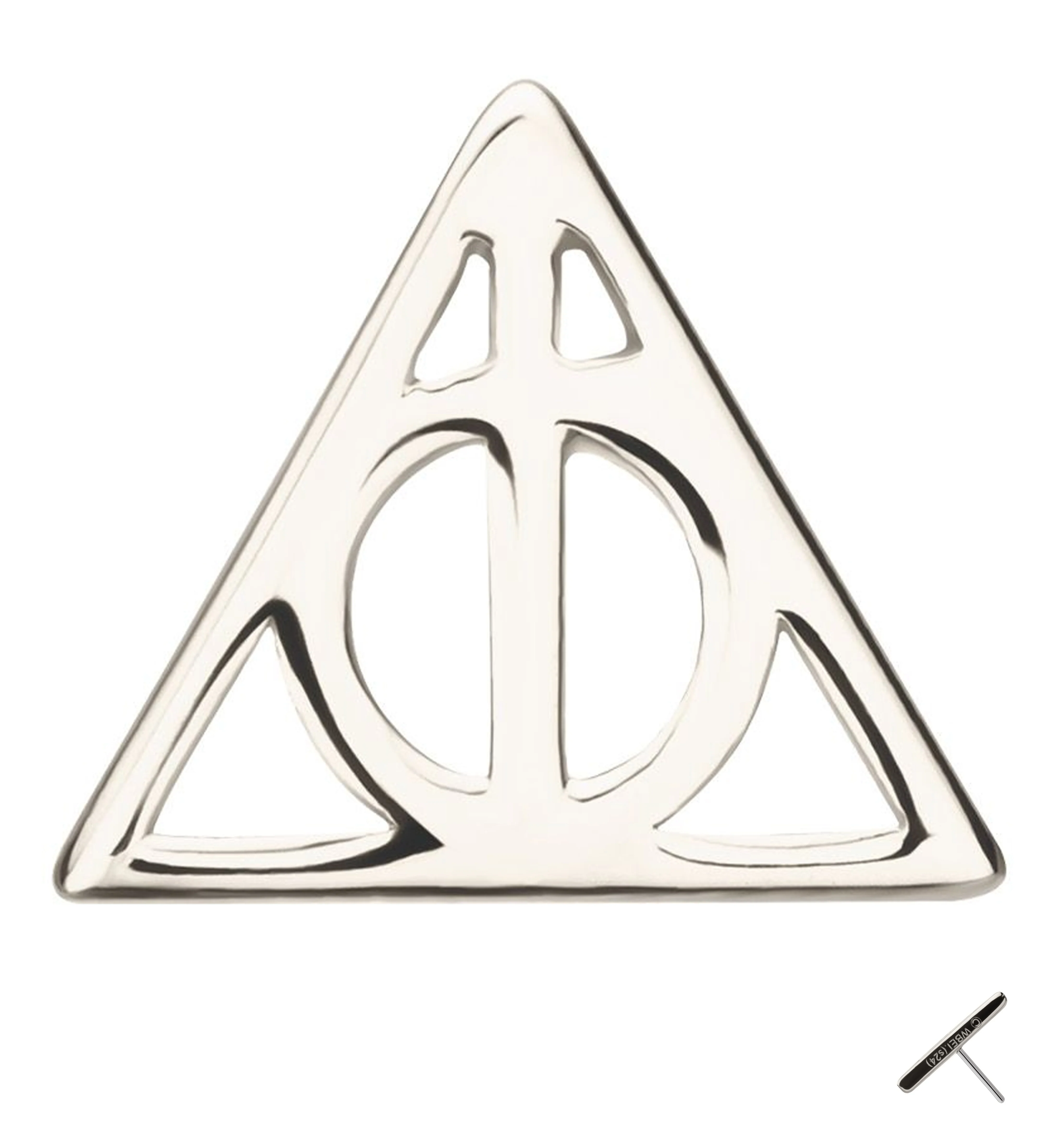 14kt White Gold Deathly Hallows Threadless Top - Mrs Treak