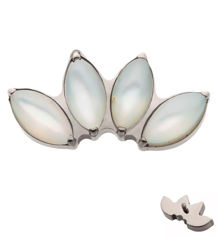 Quartet White MOP Internally Threaded Titanium Top - Mrs Treak