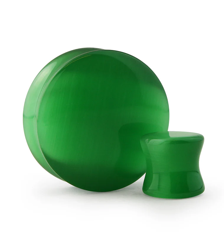 Green Cat's Eye Glass Plugs - Mrs Treak