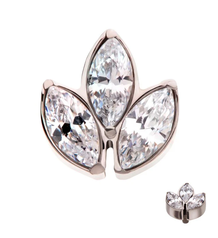 Frond CZ Internally Threaded Titanium Top - Mrs Treak