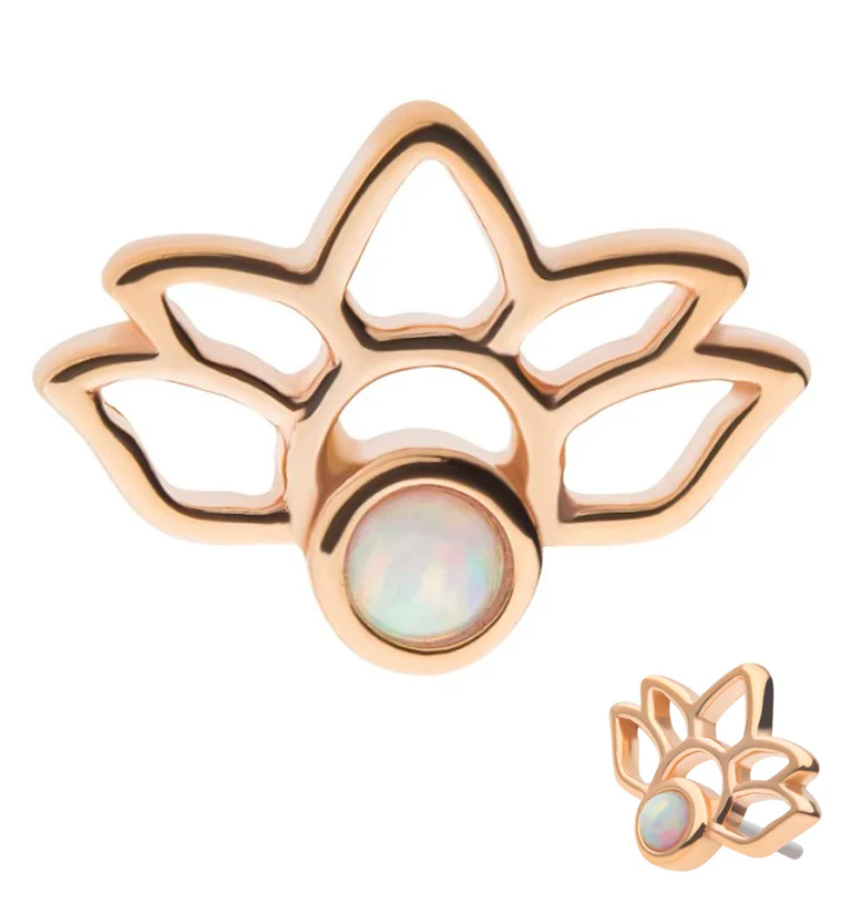 14kt Gold Lotus White Opalite Threadless Top - Mrs Treak