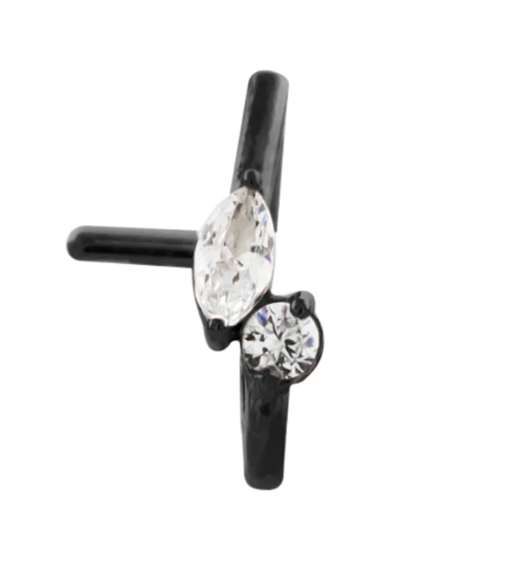 18G Black PVD Empress CZ Nose Curve - Mrs Treak