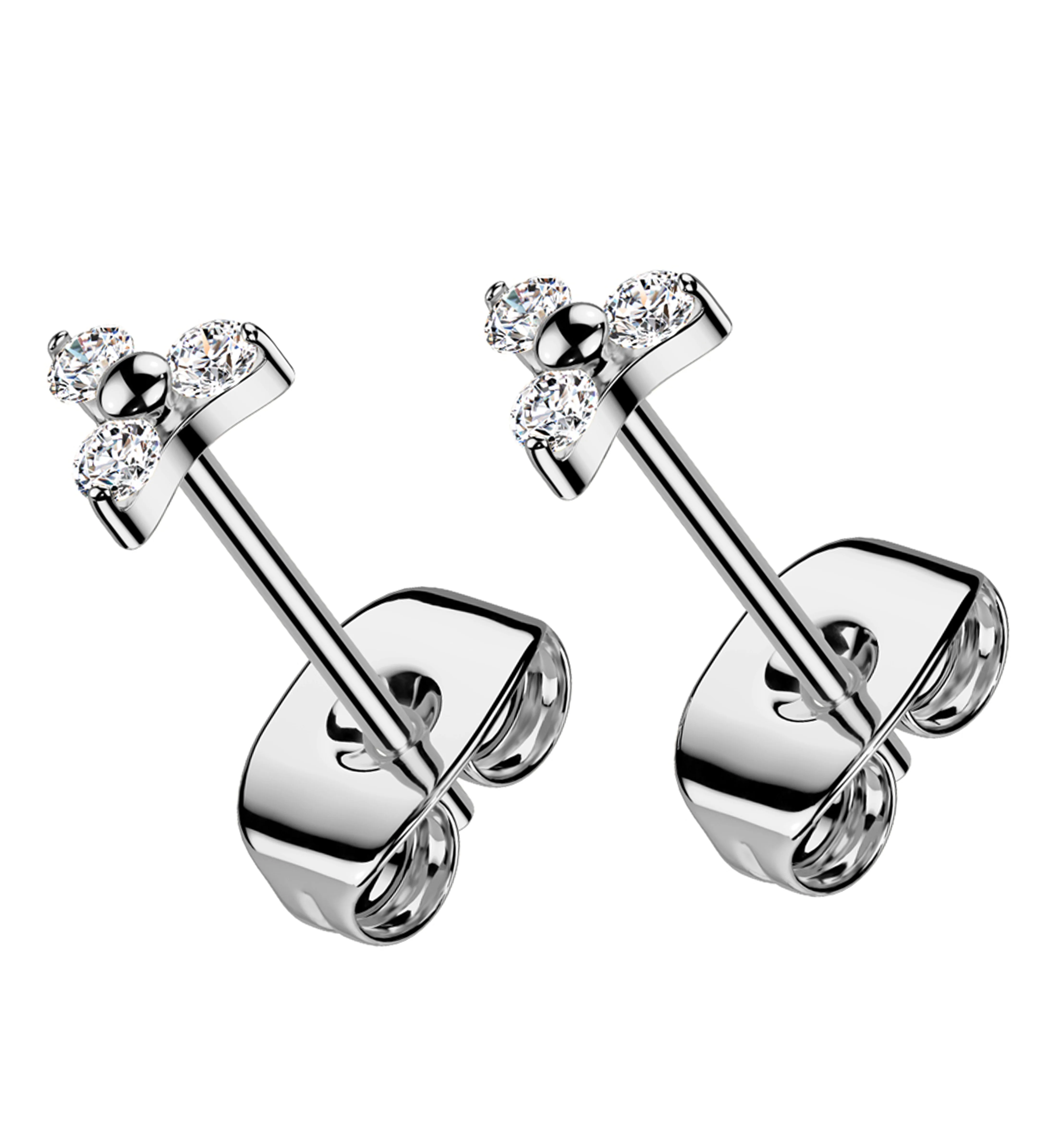 Trinity Clear CZ Titanium Stud Earrings - Mrs Treak
