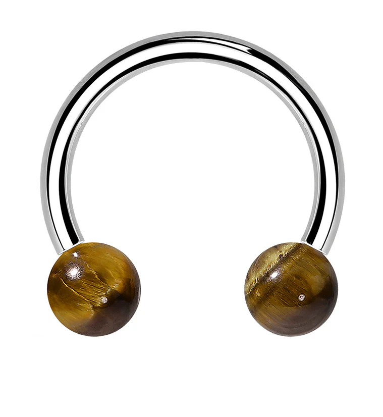 Tiger Eye Stone Circular Barbell - Mrs Treak