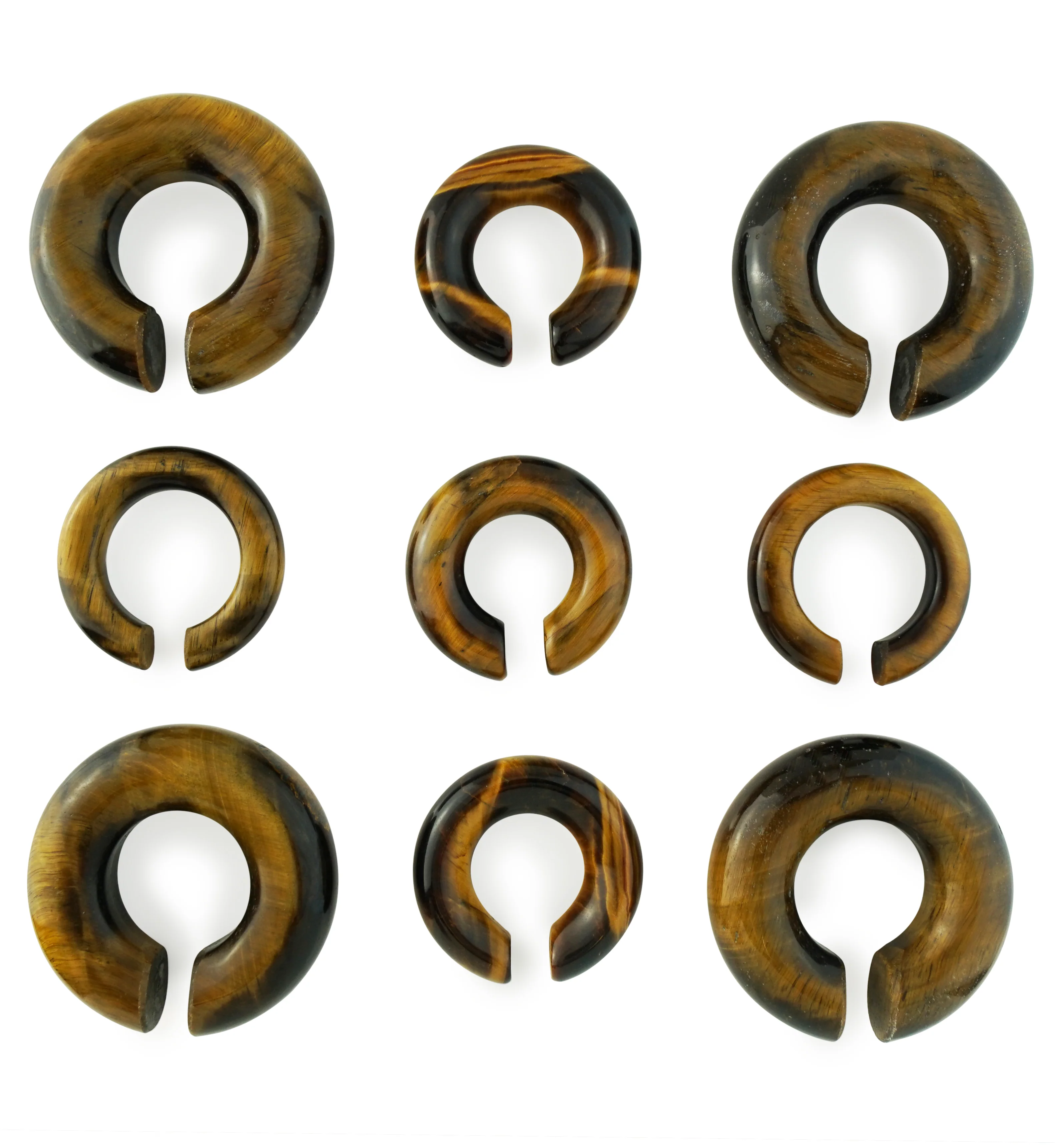 Tiger's Eye Stone Hoop Plugs - Mrs Treak