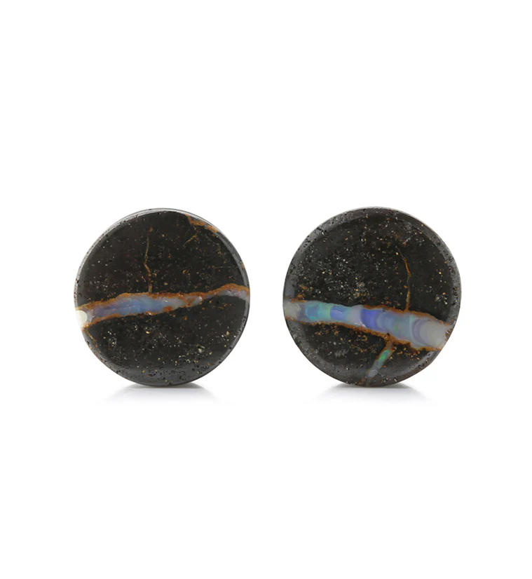Boulder Opal Stone Plugs 1/2