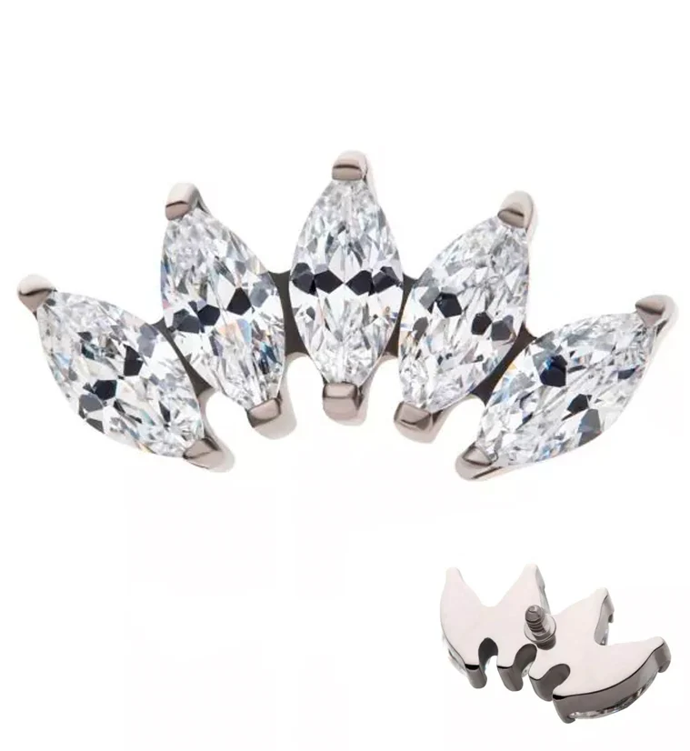 Half Crown CZ Internally Threaded Titanium Top - Mrs Treak