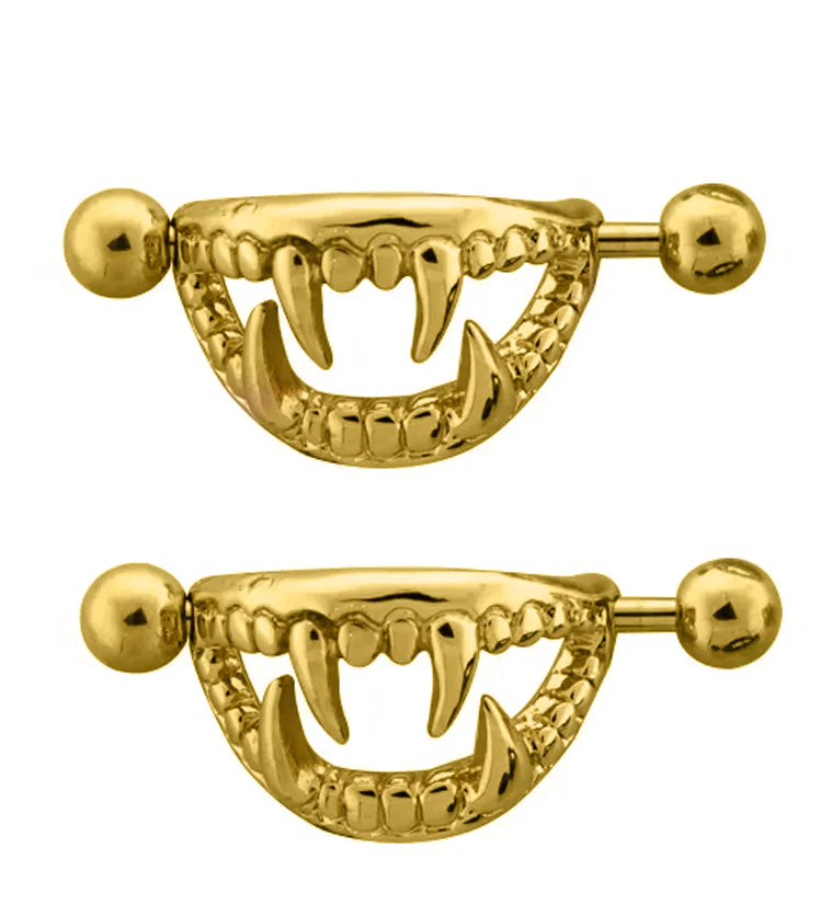 Golden Fang Nipple Ring Shield - Mrs Treak