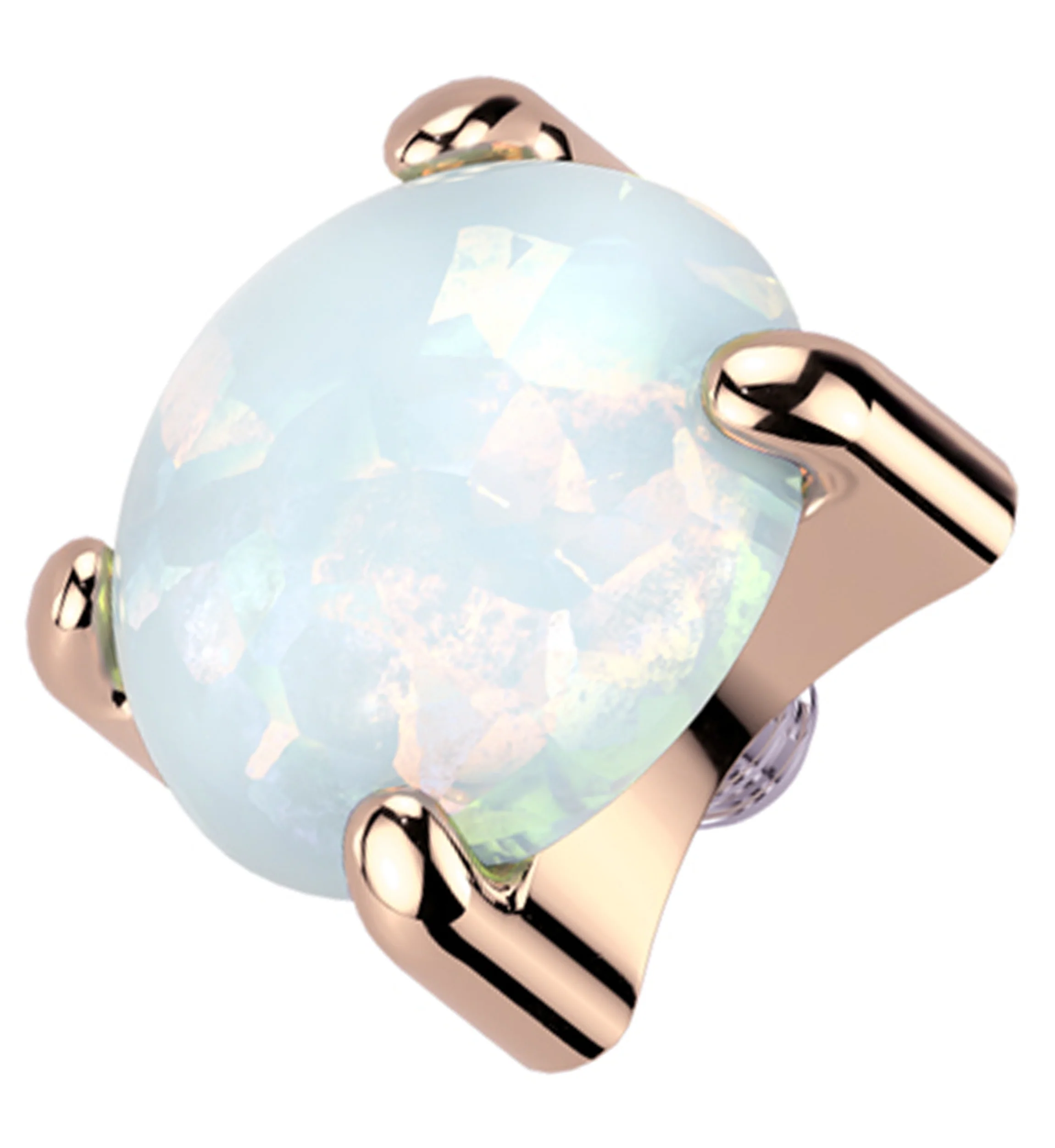 Rose Gold PVD Prong White Opalite Titanium Internally Threaded Top - Mrs Treak