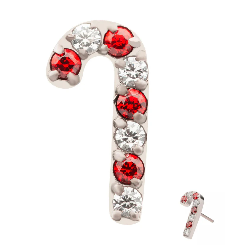 Candy Cane CZ Threadless Titanium Top - Mrs Treak