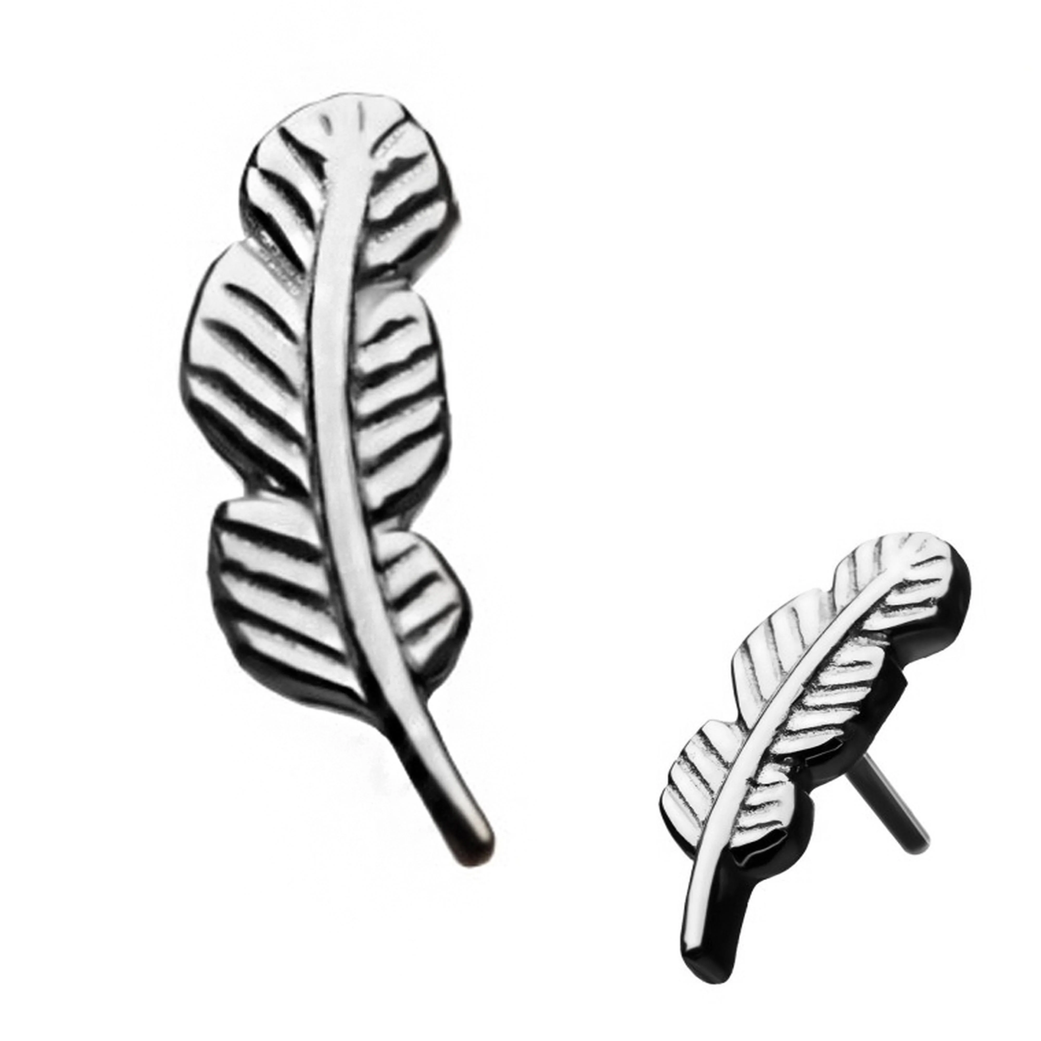 14kt White Gold Leaf Threadless Top - Mrs Treak