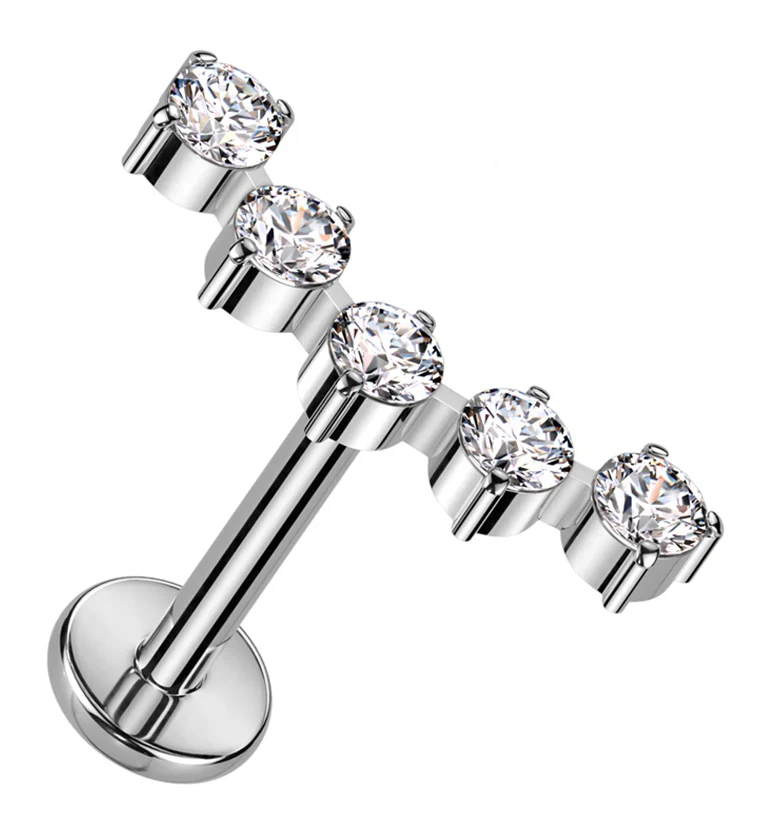 Curve Clear CZ Titanium Internally Threaded Labret - Mrs Treak